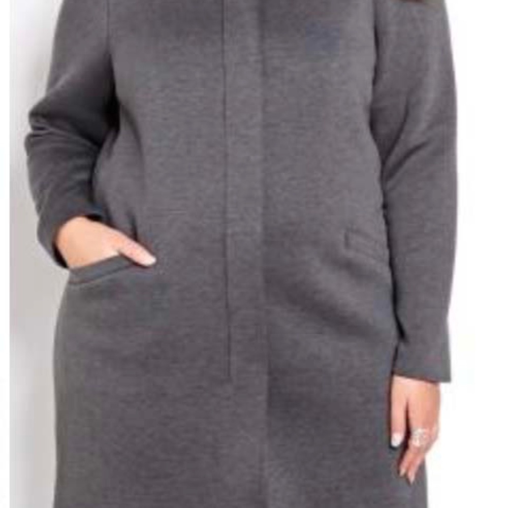 COAT, BONDED PDR, DARK GREY MIX, SIZE 4X, HIDDEN ZIP & SNAPS, SLIT POCKETS, CREW
